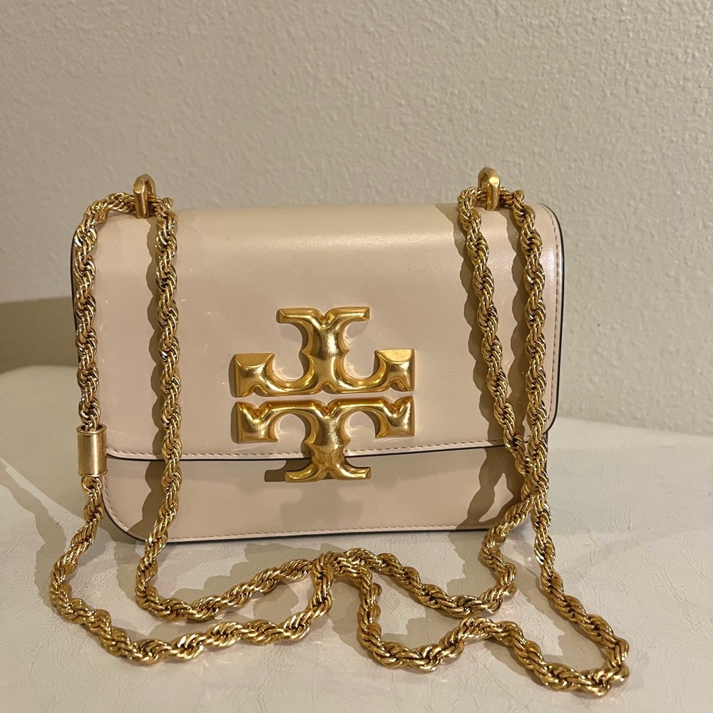Tory Burch Beige and Gold Crossbody Bag